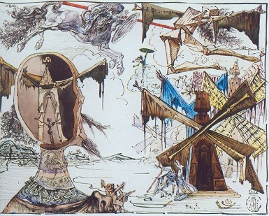 Don Kihot en vind-mils; Salvador Dali